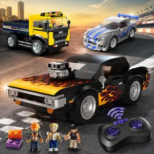 WISE BLOCK Time Traveller RC Creative Building Block Set - 410 Interlocking Bricks & Parts, DIY Electronic Build Set, Glow-in-the-Dark Light Up STEM Drift Vehicle, 2 Minifigures for 8-10 Yr Kids (Remote Control Included, Batteries Not Included)