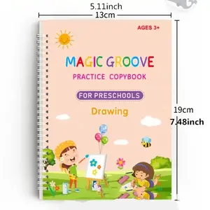 Magic Groove Reusable Tracing Copysheets, Grooved Handwriting Practice Flash Cards Kit Develop Pen Control, Letter & Number Writing Skills, Preschool Kindergarten Early Education Learning Toy, Writable Practice Card for Toddlers Ages 3+