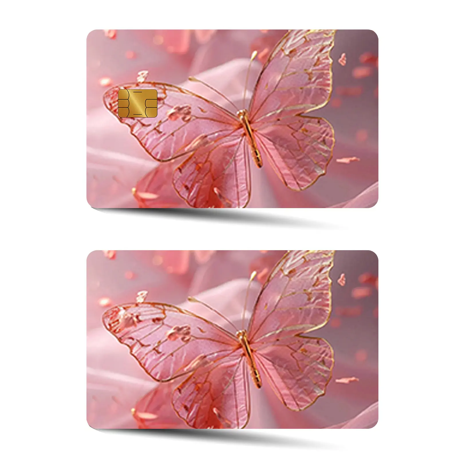 Butterfly Pattern Credit Card Sticker, 2 Counts/set Ultra-thin Shiny Matte Finish Waterproof Scratch Resistant Durable Card Sticker, Compatible with Small Chip Cards, Butterfly Stickers