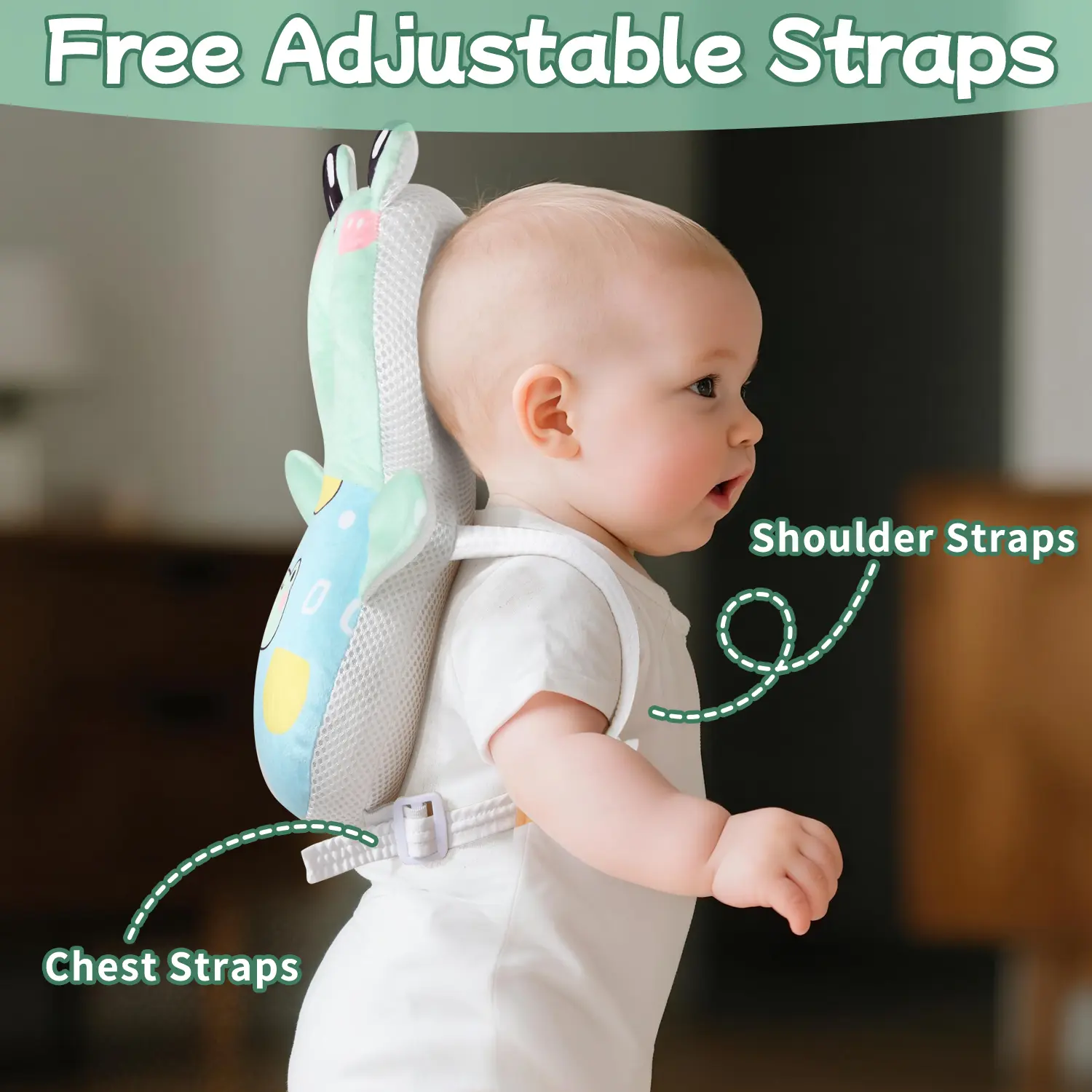 Baby Head Protector Backpack Pink Bunny | Anti Fall Baby Head Cushion ...