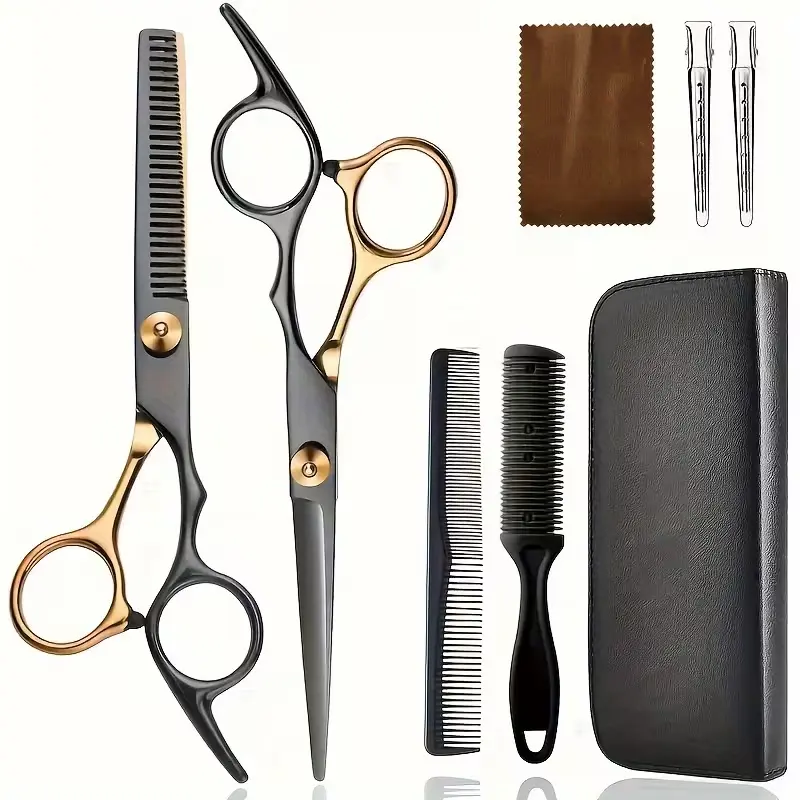 Professional Haircare Barber 8-Piece Cutting Kit - Salon-Grade Tools with Trimming Scissors, Gender-Specific Shears & Accessories