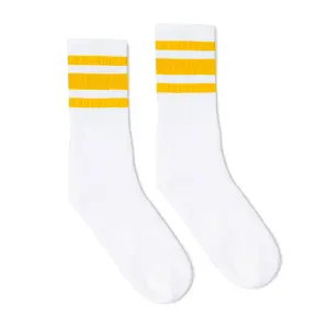 Gold Striped Socks | White
