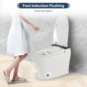 【SAVEYOUR 】One-Piece Smart Heated Toilet with Auto Flush Foot Sensor Night Light Knob Control Power Outage Flush White High-Quality Ceramics Foot Induction Flushing