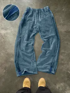 Men's Cotton Pocket Casual Sports Pants, Drawstring Waist Wide Leg Fashion Joggers, Streetwear Loose Fit Gift for Husband Boyfriend, Wide Sweatpants, Athleisure Pants