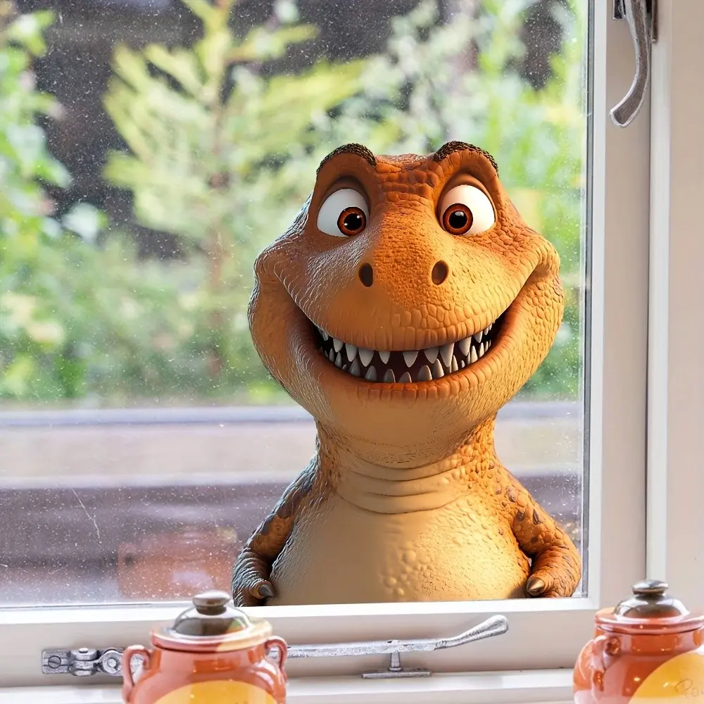 Cute Fun Dinosaur Decorative Window Stickers Decoration, High-Quality Dinosaur Pattern, Easy Peel Off, Ideal for Living Room, Bedroom, Bathroom Windows