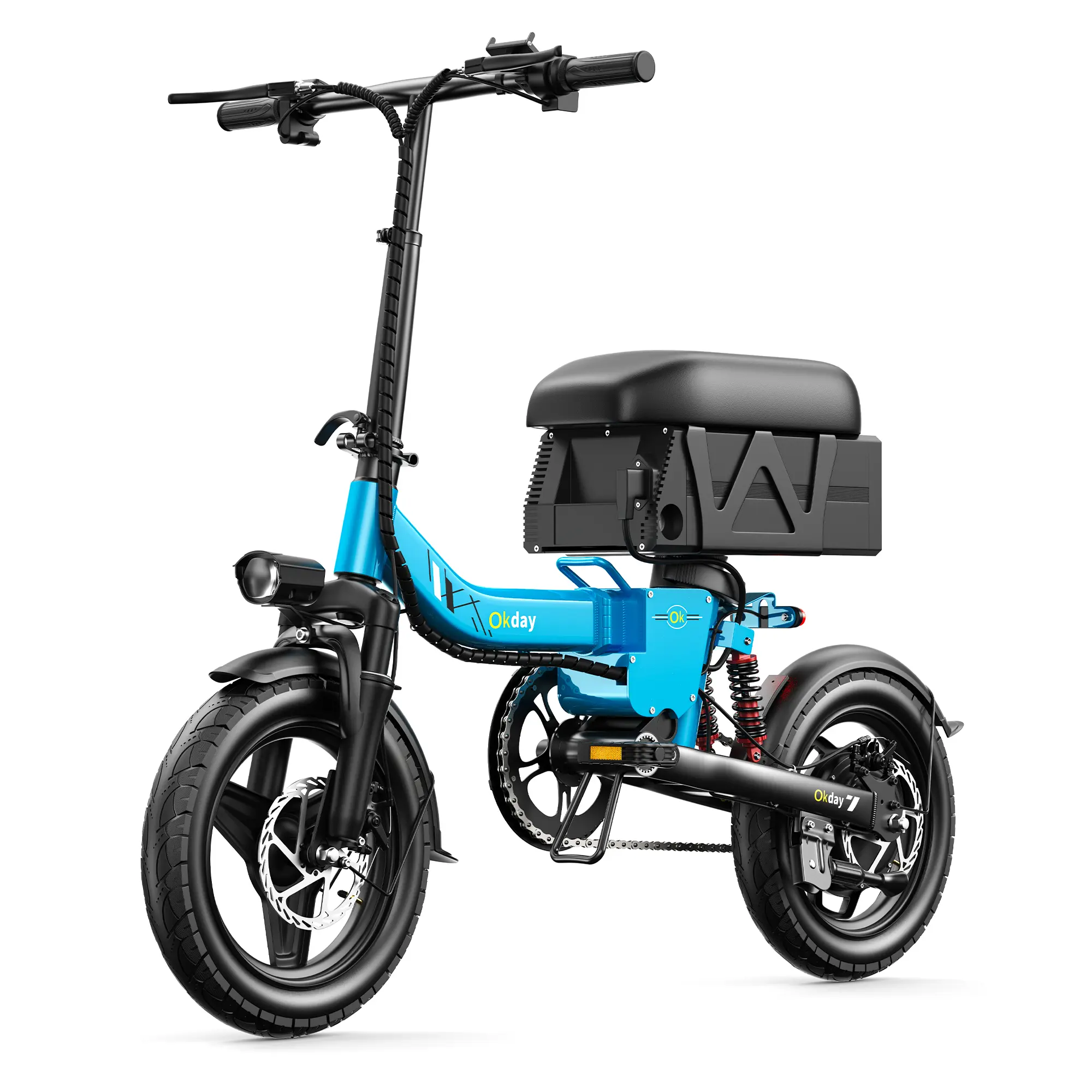 OKDAY Electric Bikes for Adults, 20MPH 1500W Foldable Commuter with 26" All-Terrain Tires, Carbon Steel Frame, Long Range Detachable Battery, Dual Brakes, and LED Lights for E-Biking, Unisex, City Bikes, Portable, Rechargeable