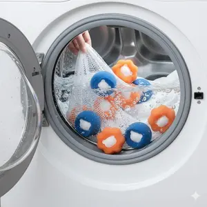 Reusable Washing Machine Lint Remover Balls, Multi-functional Hair Catcher for Laundry, Deep Clean Lint Roller for Clothes, Sweaters, Sheets, Towels, Anti-Tangle & Non-Slip Design, Portable for Home Use.
