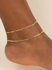 Women's Simple Plain Stainless Steel Chain Anklet (2pcs) Tarnish Free, Fashionable Body Jewelry for Party, Daily Clothing Decor, Trendy All-match & Exquisite Jewelry for Birthday Gift, Vacation Accessories, Versatile Accessory