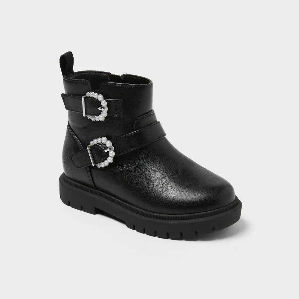 Cat & Jack Toddler Girls' Evie Lug Sole Ankle Boots - School Girls Shoes, Flat Heel, Closed Toe, TPR Rubber Construction