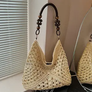 New Large Capacity Woven Straw Tote Bag for Women, Summer Beach Vacation Shoulder Bag, Stylish Casual Commute Handbag with Breathable Design Perfect for Seaside Trips, Travel, Shopping, Work & Daily Outdoor Activities