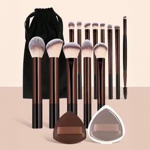 Portable Travel Makeup Brush Set, Face Makeup Brushes, Eyeshadow Brush, Loose Powder Brush, Aluminum Tube, Bag, Triangles, Box