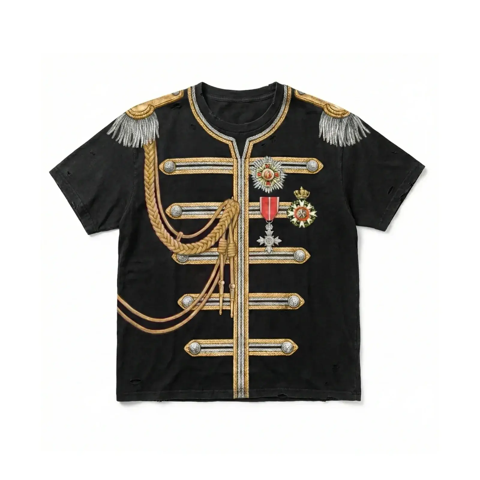 Bravest Vintage Military Parade Graphic T Shirt, Royal Uniform Print Tee, Gothic Streetwear Shirt, Gildan 5000 Heavy Cotton
