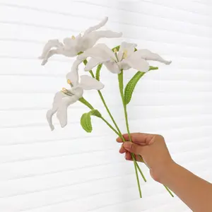 Artificial Crochet Lily Flower, Handmade Crochet Flower, Decorative Flower for Home Office Desk, Unique Gift for Women, Fruit, Vibrant Faux Flowers