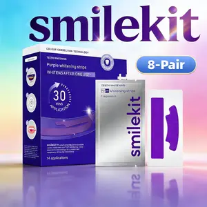 8 Pairs 16 Pieces Teeth Whitening Strips, Deep Cleaning Fresh Breath, Travel Home Use, Large Box Design Purple White Strips, Exclusive, Teeth Brightening Strips, Teeth Whitener, Teeth Brightener Strips