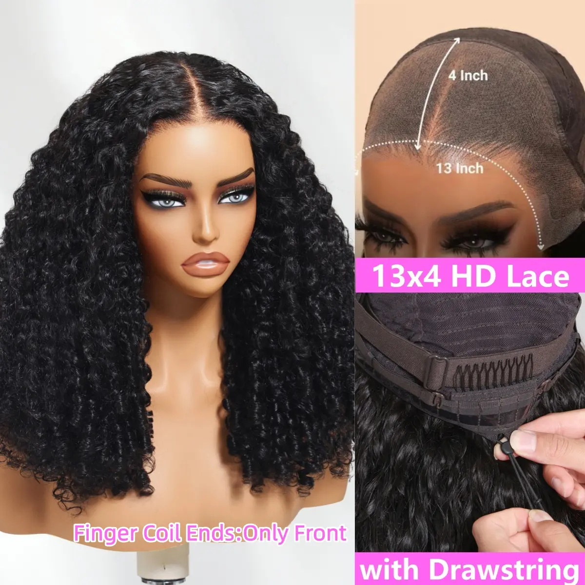 13x4【Finger Coil Ends Curly】