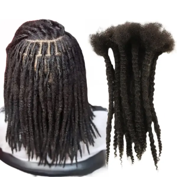 Textured Dreadlock Human Hair Extensions - Width 0.6 cm - (10 locs)