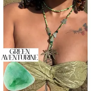 Marijuana Pendant Long Wrap Necklace for  Women~ Versatile Beaded Necklace with Green Aventurine Crystals for Healing