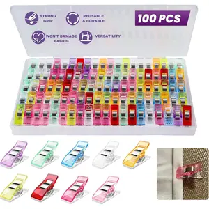 100PCS Sewing Clips with Storage Box Strong Grip No Pin Marks Multi-Colored Quilting Clips for Fabric Crafts & Sewing Projects