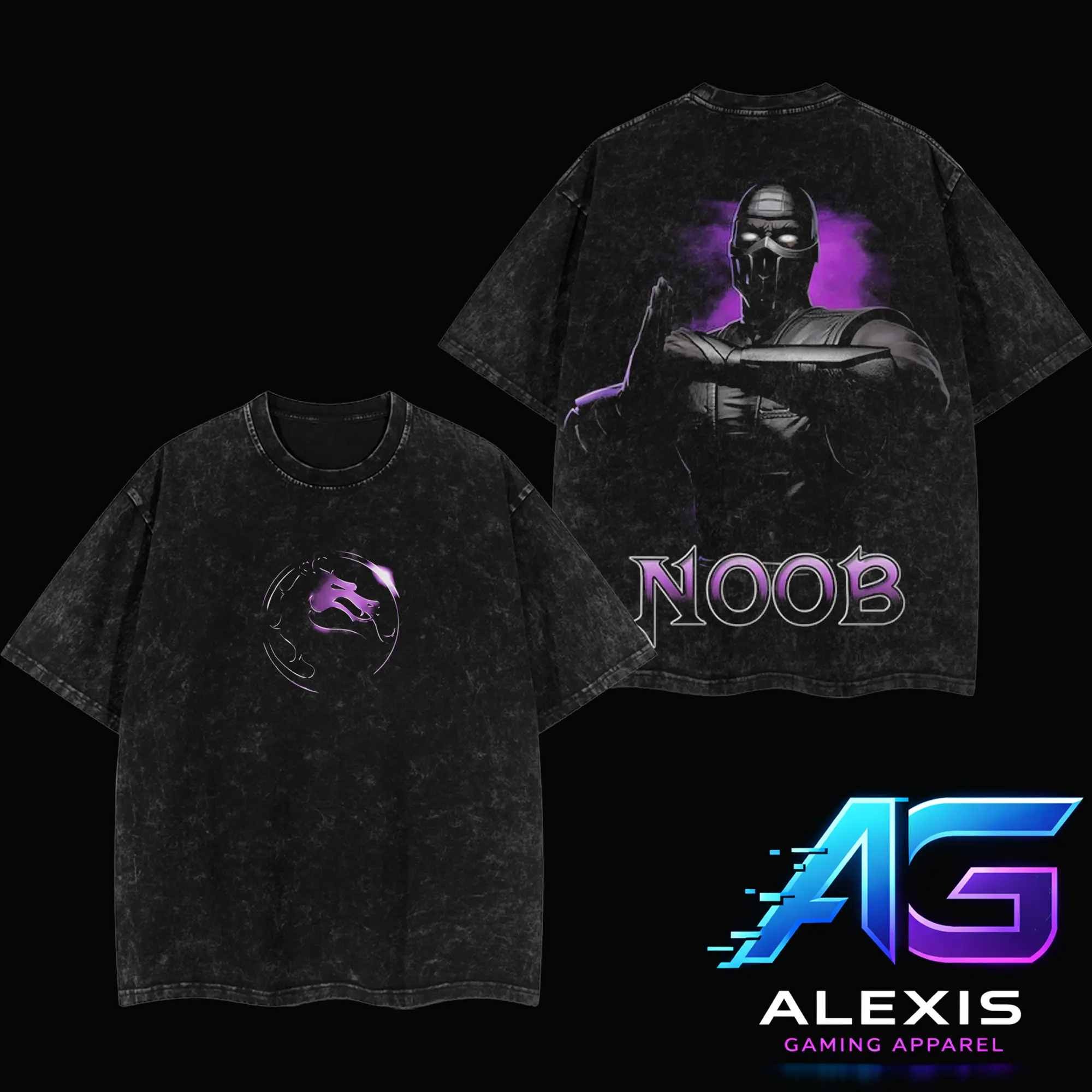 Retro 90s Action Game Mortal Kombat Inspired Noob Saibot Graphic Shirt, Purple Ninja Bi-Han Gamer T-Shirt Hoodie, Vintage Washed Fighting Game Streetwear for Retro Gaming Fans, Gift for Fan, Gift for Him, Mortal Kombat II 2026 Apparel