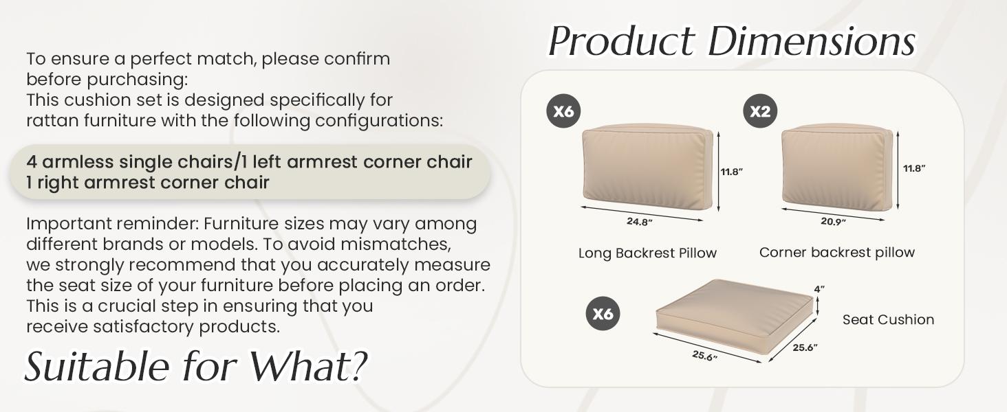 【Only Cushions】YODOLLA Outdoor Cushions for Patio Furniture 14PCS Outdoor Cushion Covers Replacement Washable with Zipper 6-Seaters Sofa Patio Slipcovers Set Seat and Back Cushions for Outside 【Only Cushions】YODOLLA Outdoor Cushions for Patio Furniture 14PCS Outdoor Cushion Covers Replacement Washable with Zipper 6-Seaters Sofa Patio Slipcovers Set Seat and Back Cushions for Outside