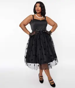 Beetlejuice x Unique Vintage Black Beetlejuice Sweetheart Swing Dress