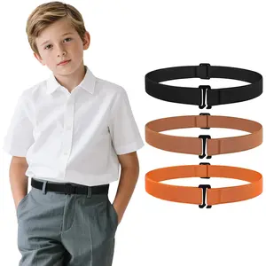 3 Pack  No Show Stretch Belt for Boys Girls Jeans invisible Nickel Free Elastic Belt with Flat Buckle