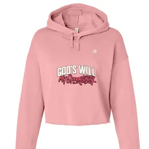 Women's Pink Crop Hoodie | "God's Will, My Opportunity" | Faith Graphic