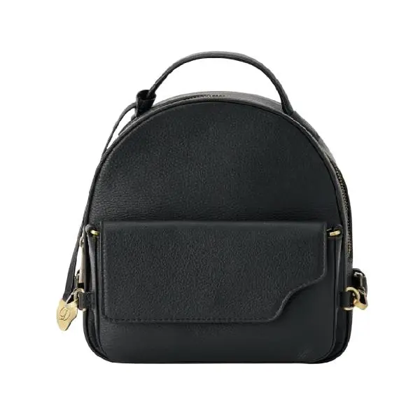 DANEAULT The Rebecca Conversion Mini Backpack – Convertible Leather Bag with Removable Front Pocket – Travel, Work & Everyday Use – Compact and Stylish – Women's Backpack - Black
