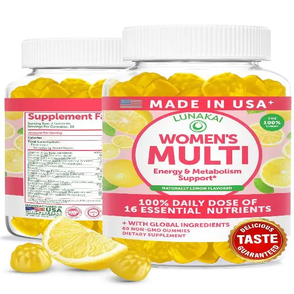 Lunakai USA Made Womens Multivitamin Gummies – Delicious Daily 16 Multi Vitamins for Women – Wellness, Energy & Essential Health Support, 60ct