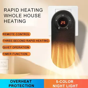 Mini Wall Mounted Space Heater with Colorful Night Light Small Quick Heat Room Warmer Overheat Protection Portable Timed Silent Electric Warmer for Desk Table Bedroom Study Offices Winter Indoor Camping