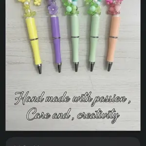 Pearl Flower Beadable Pens Handmade with Passion Care and Creativity in Vibrant Colors