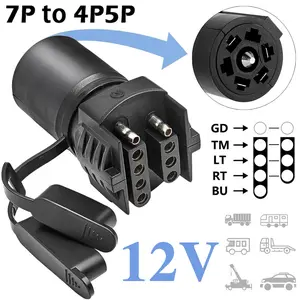7 Way Round to 4 Pin & 5 Pin Flat Trailer Adapter Plug - Wiring Connector for Truck, RV Tow Hitch & Lights