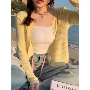 Women's Summer Lightweight Ice Silk Knit Cardigan - Sun-Protective Short Shawl, Outer Layer for Camisole Dresses & Crop Cover-Up