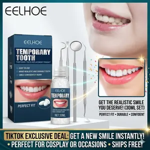 south moon Moldable Teeth Temporary Fix Kit, 4-Tool Dental Repair Set for Broken Missing Teeth, Oral Care Whitening Shapeable Denture Pellets Ideal for Halloween Cosplay