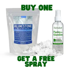 Premium Large Alum Stone 16 oz (453g) + FREE  Deodorant Spray - 8oz Refillable Potash Alum Mist - Natural Crystal Body Care & Healing | Multi-Purpose Shaving Stone for Skin Care & Healing | Piedra de Alumbre