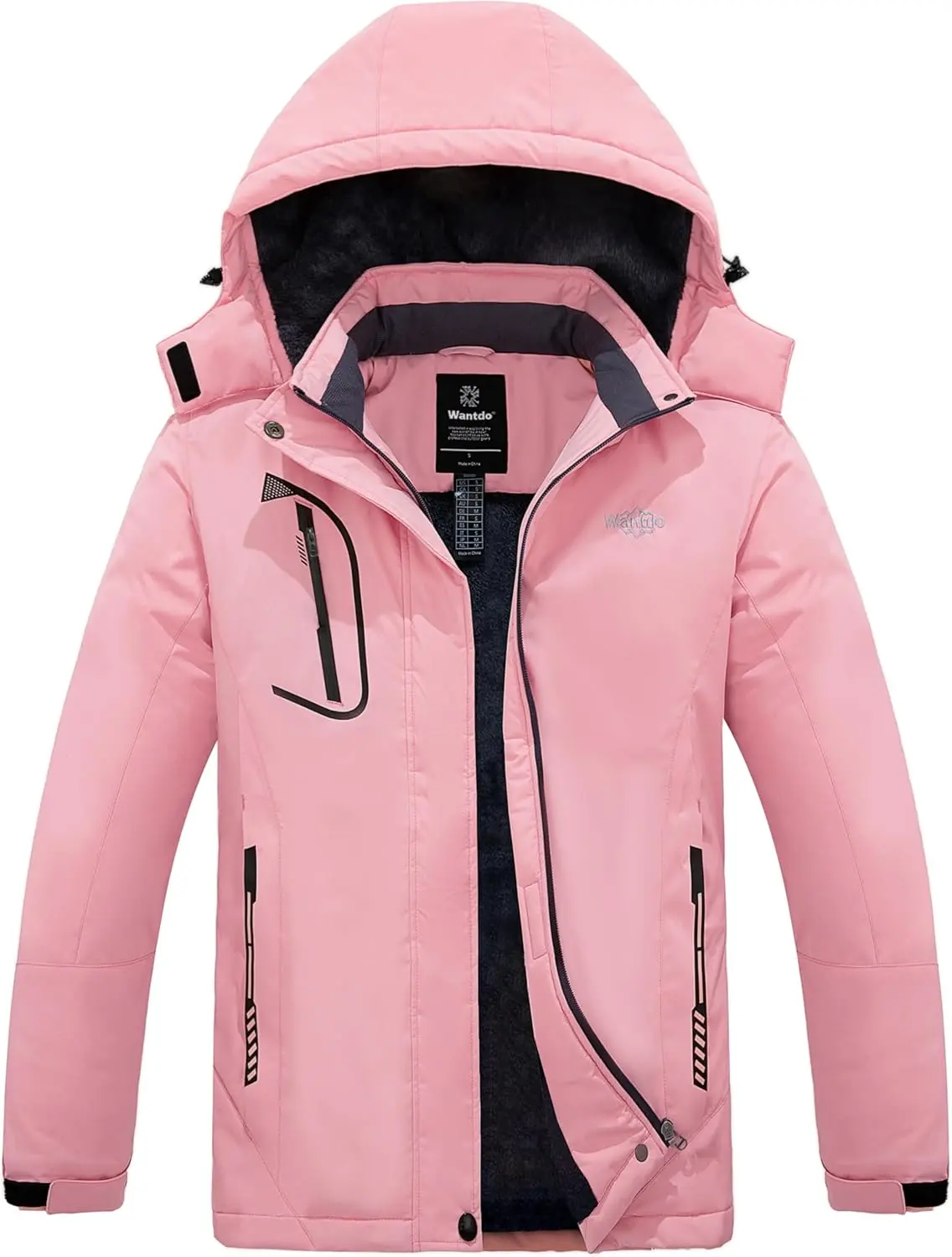 Wantdo Women Hardshell Waterproof Windproof Insulated Ski Trekking Jacket | Adjustable Hood and Hem & Unrestricted All-Terrain Outdoor Comfort wantdo