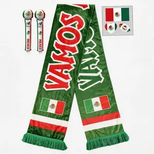 multi-country Soccer Fan Set – Double-Sided Scarf + Thunder Sticks + Temporary Tattoos, High-Definition Print Polyester Sports Supporter Kit for Games & Events