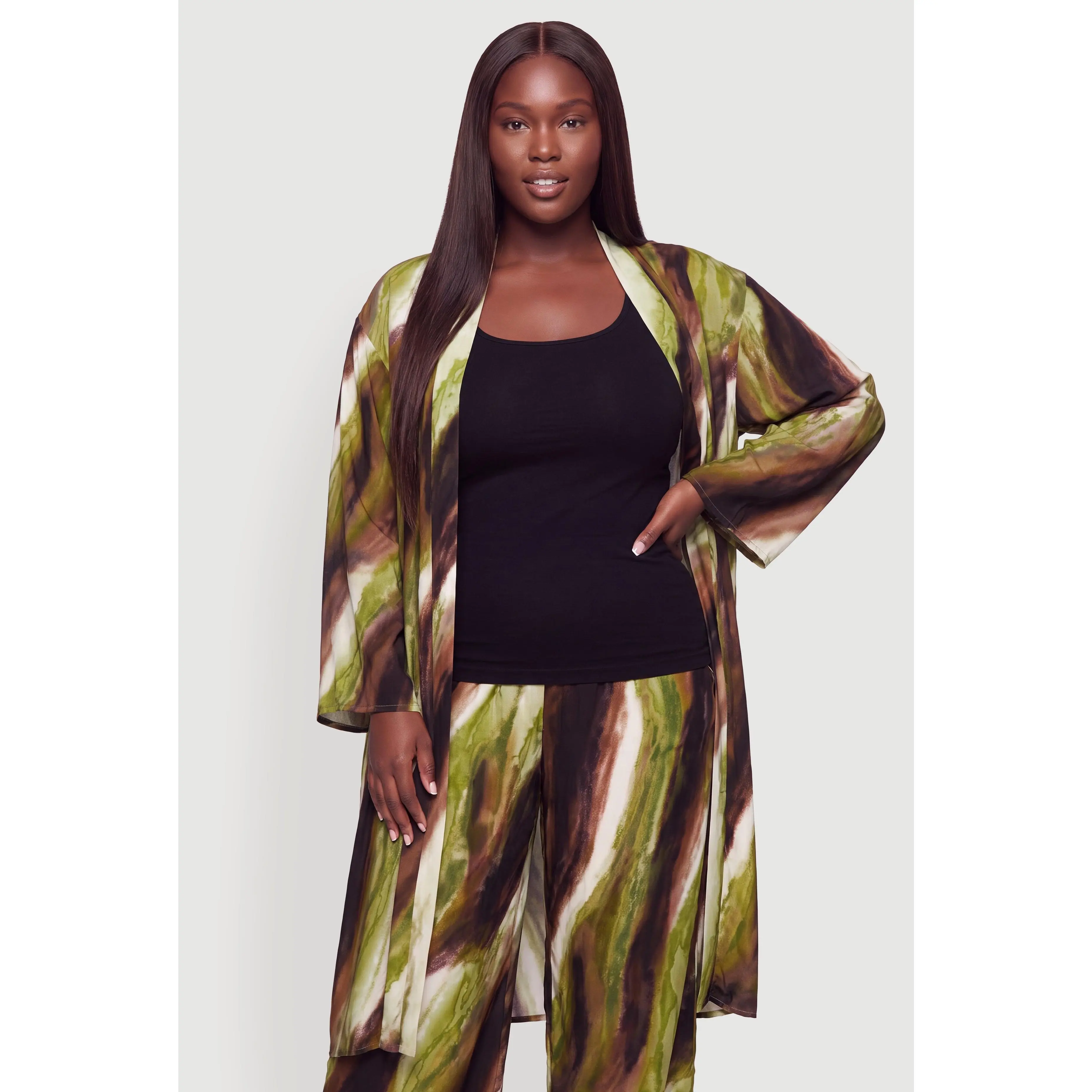Plus Size Printed Patterned Kimono