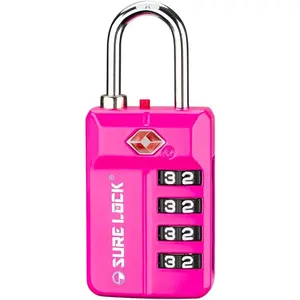 TSA Approved 4-Digit Resettable Combination Luggage Locks with Open Alert, Easy-Read Dials - for Luggage, School Lockers, Gym, Office, Toolbox & Security Cases (Pink 1 Pack)