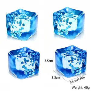 2-Pack Transparent Blue Snowflake Ice Block Slow Rebound Toys, Realistic Ice Crystal Cubes Stress Relief Squishies, Squeeze Play Sensory Decompression Tool for Adults & Children