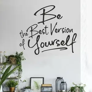 English Slogan Wall Sticker, Warm Home Living Room Bedroom Studio Background Decor, Inspirational Quotes, PVC Self-Adhesive Decoration