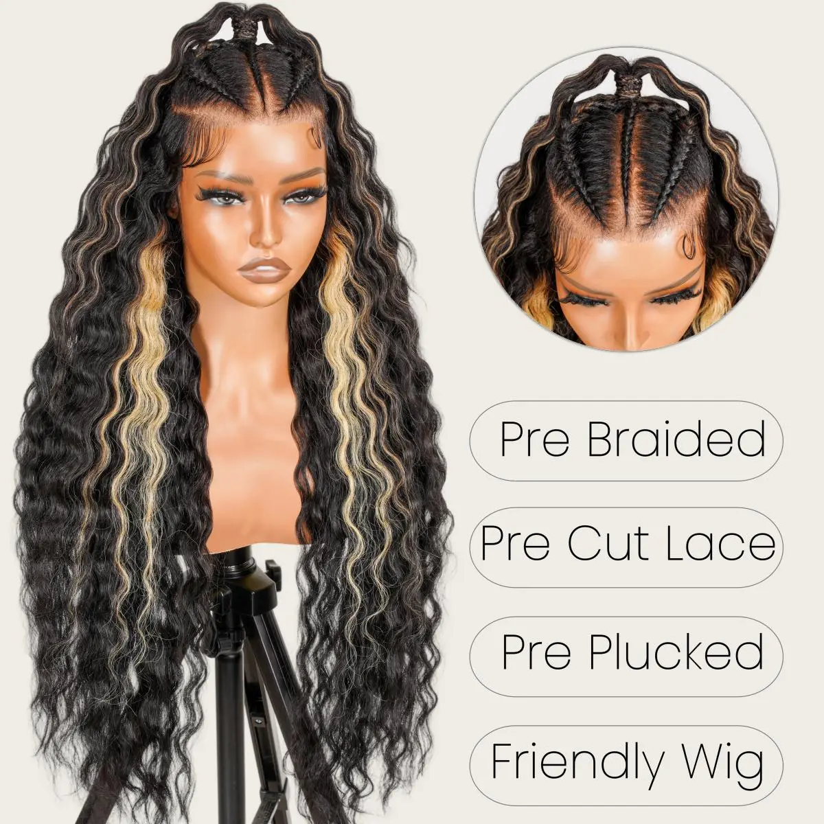 Asteria Hair 13x6 Lace Frontal Wig with Highlights New Deep Wave Curls Pre Cut Lace Human Hair Wigs Stylist Friendly Wig #Summervibes