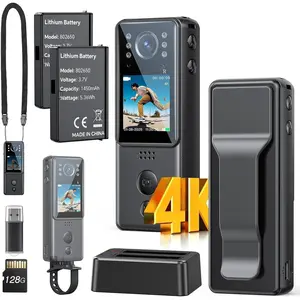 4K  Camera with Audio and Video Recording, Dual  Z13 Mini Small  Cam, with  Dock&6 IR Night Vision, Wearable Camera for Vlog, Personal Protection,