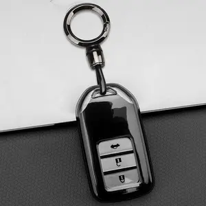 for Honda Key Fob Cover with Keychain Lanyard, Soft TPU Key Fob Protector Compatible with Honda Accord Civic CRV Pilot Odyssey Smart Key Case Holder