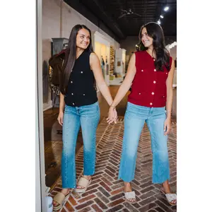 Gold button sleeveless cardigan