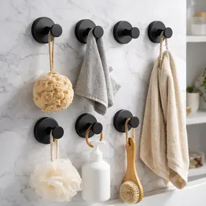 Removable Suction Cup Hooks for Shower and Bathroom, No Drill Heavy Duty Stainless Steel Wall Hooks with Strong Vacuum Seal for Glass, Mirrors, Tiles & Windows, Waterproof Hangers for Towels, Robes, Wreaths, Coats and More