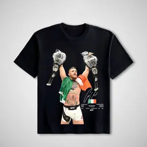 UFC Conor McGregor Double Belted Oversized Tee, Conor McGregor UFC Shirt, McGregor Tee, UFC Fans Shirt, UFC Tee, Gift For Him For Her Fighters Menswear Cotton Crewneck Clothes