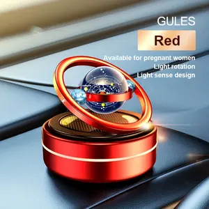 Solar-Powered Car Air Freshener with Planetary Design Rotating Aluminum Double Ring Scent Diffuser for Car Interior 60-Day Fragrance Retention Incense Slice 2 Planetary Theme Decor Solar Powered Diffuser