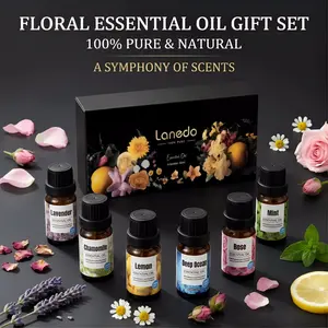6 bottles of floral aromatherapy essential oil - natural plant essential oil lavender sleep aid lemon refreshing mint vitality chamomile calming aromatherapy diffuser and massage stress relieving relaxation perfect Christmas gift