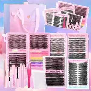 Mixed Length Individual False Eyelashes Kit, Volume Individual Lashes, 1 Box Natural Look Eyelash Extensions, Self Grafting Curl Eyelashes, Eye Makeup Enhancement False Eyelashes, Cosmetic, DIY Eyelash Extensions, Eyelash Extensions Set
